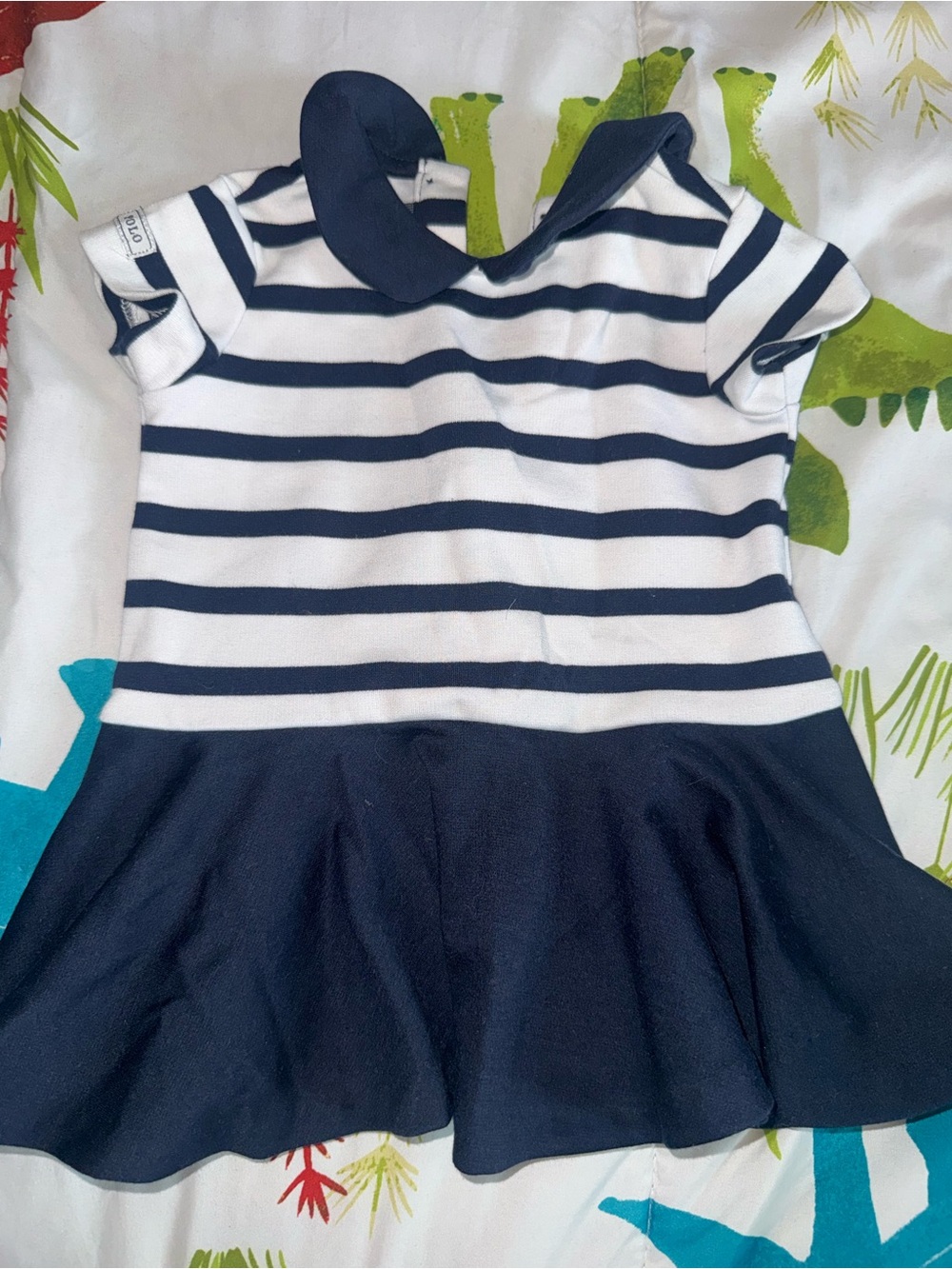 Navy & White Striped Baby Dress with Peter Pan Collar